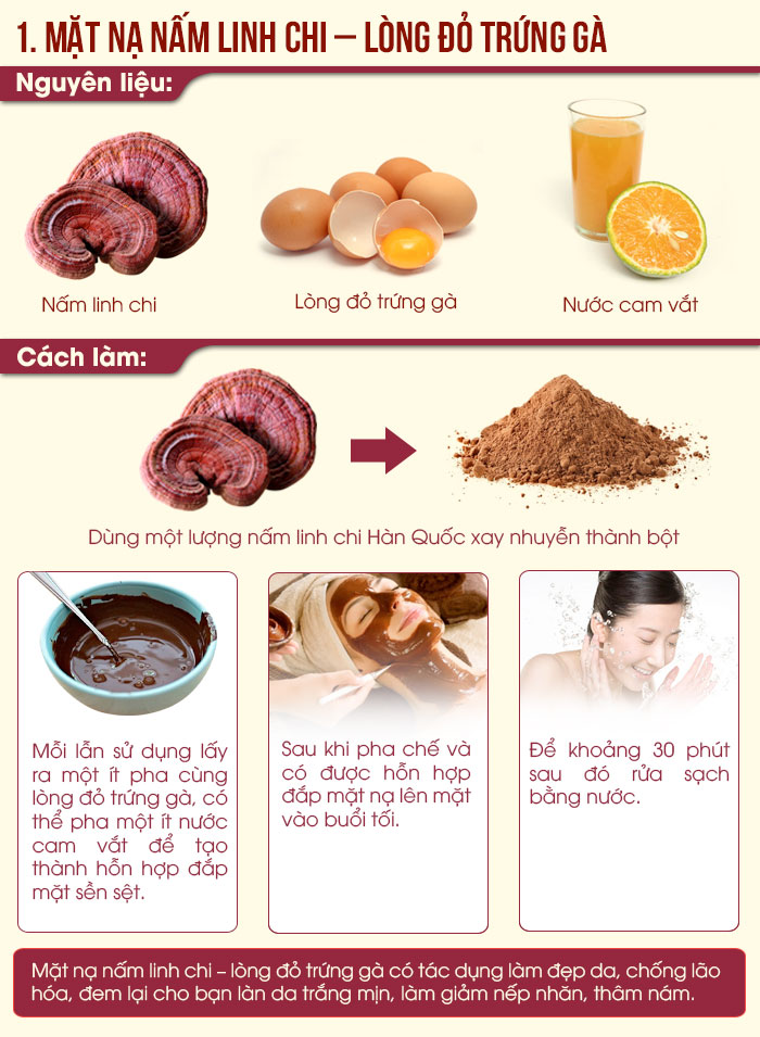 Mặt nạ nấm linh chi với lòng đỏ trứng gà